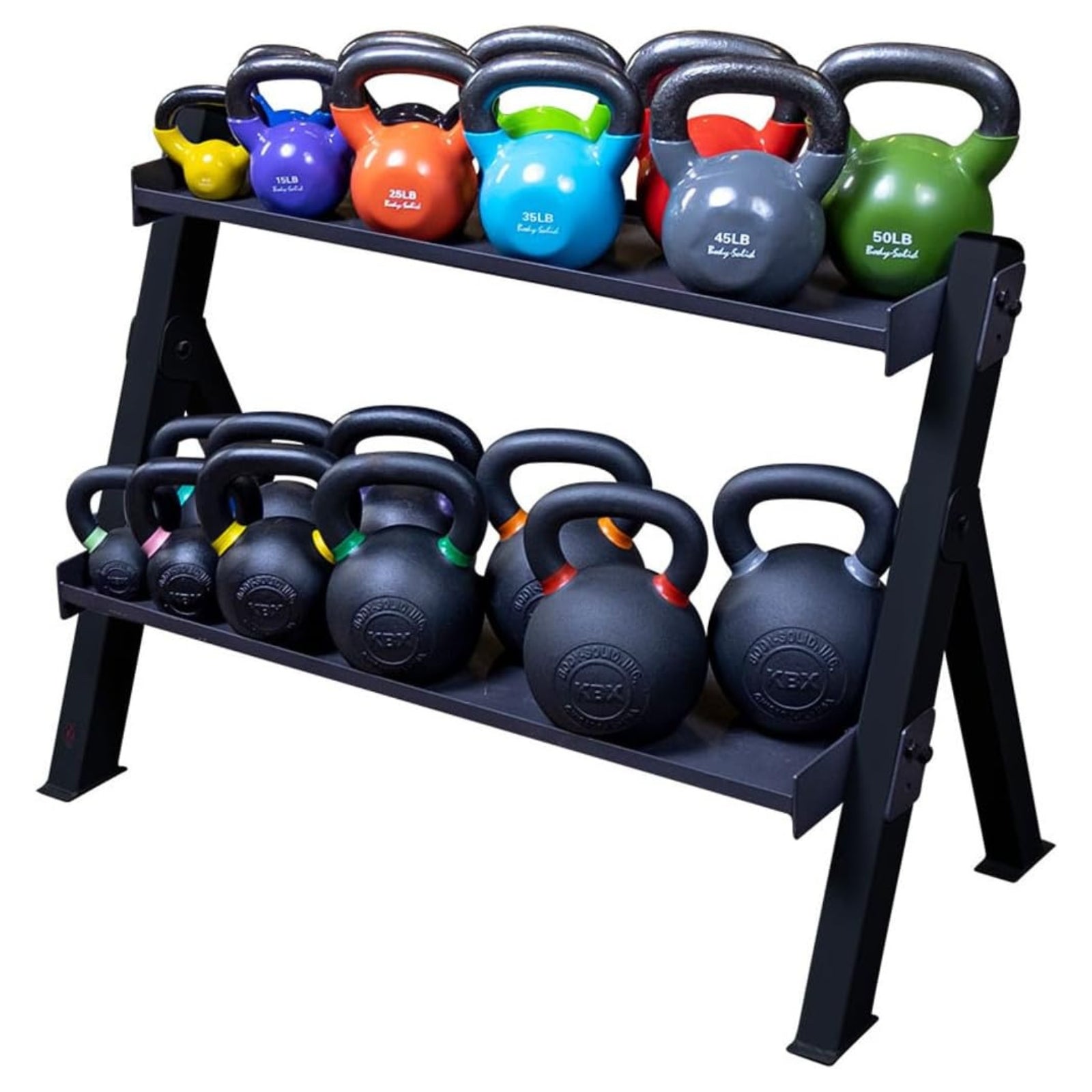 Body-Solid GDKR100(B) - Tweelaags opslagsysteem voor dumbbells en kettlebells
