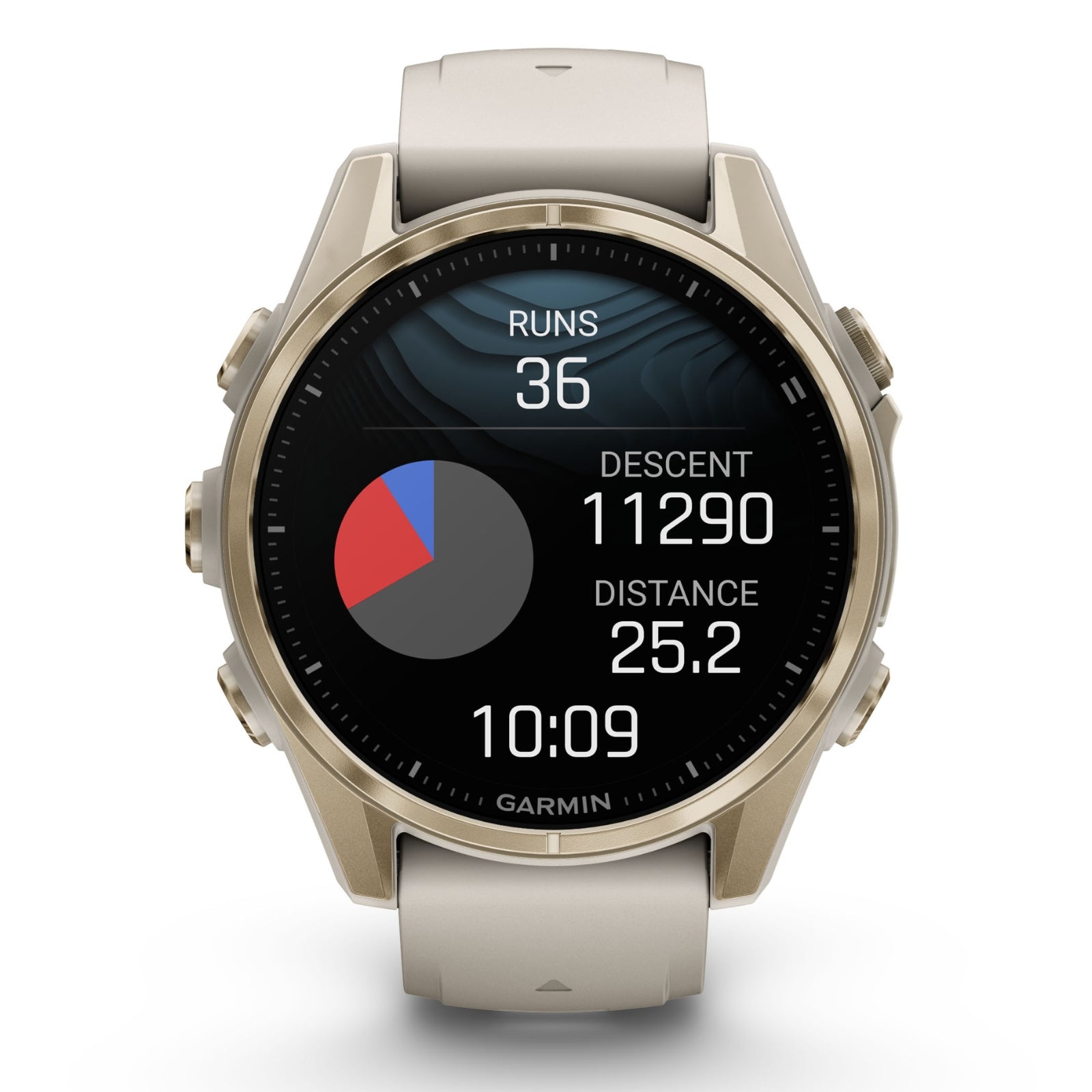 Garmin Fenix 8 Sapphire - 43 mm / AMOLED - Soft Gold avec bracelet en silicone gris brouillard/grès foncé - Montre multisport premium