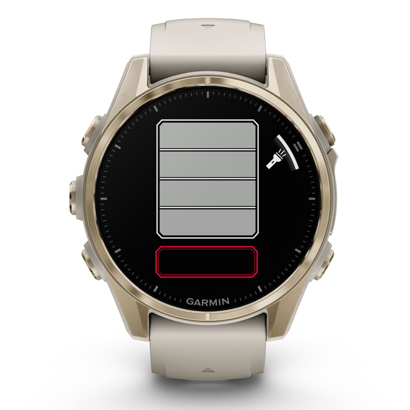 Garmin Fenix 8 Sapphire - 43 mm / AMOLED - Soft Gold avec bracelet en silicone gris brouillard/grès foncé - Montre multisport premium
