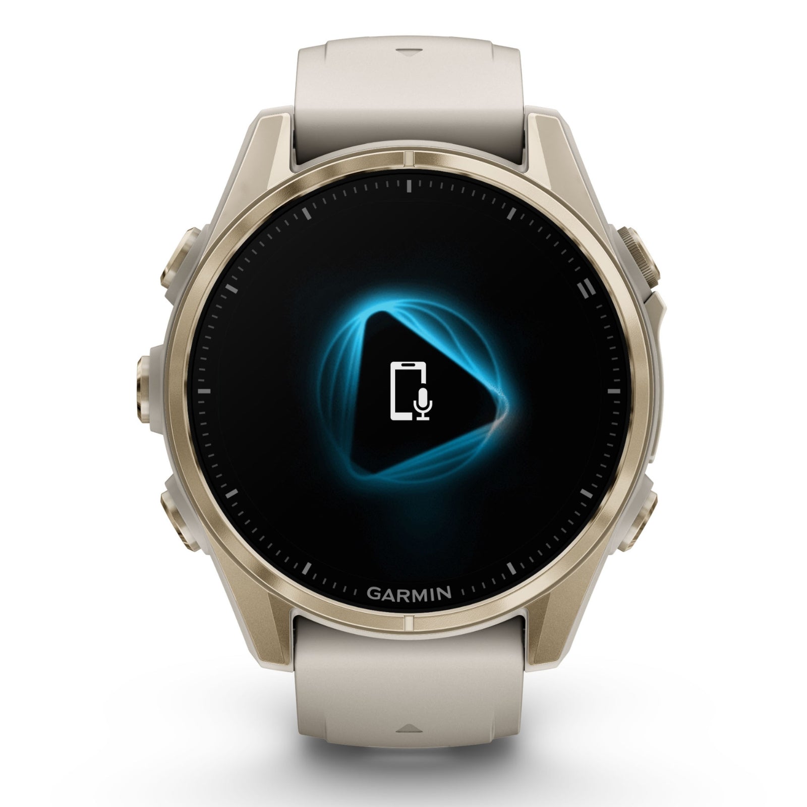 Garmin Fenix 8 Sapphire - 43 mm / AMOLED - Soft Gold avec bracelet en silicone gris brouillard/grès foncé - Montre multisport premium
