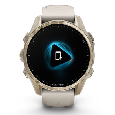 Garmin Fenix 8 Sapphire - 43 mm / AMOLED - Soft Gold avec bracelet en silicone gris brouillard/grès foncé - Montre multisport premium