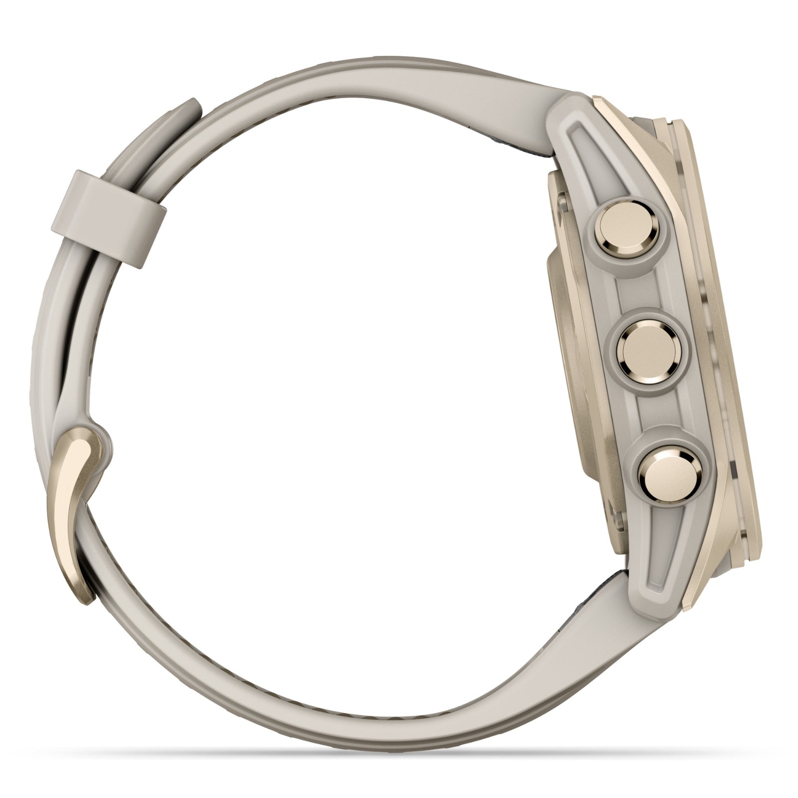 Garmin Fenix 8 Sapphire - 43 mm / AMOLED - Soft Gold avec bracelet en silicone gris brouillard/grès foncé - Montre multisport premium