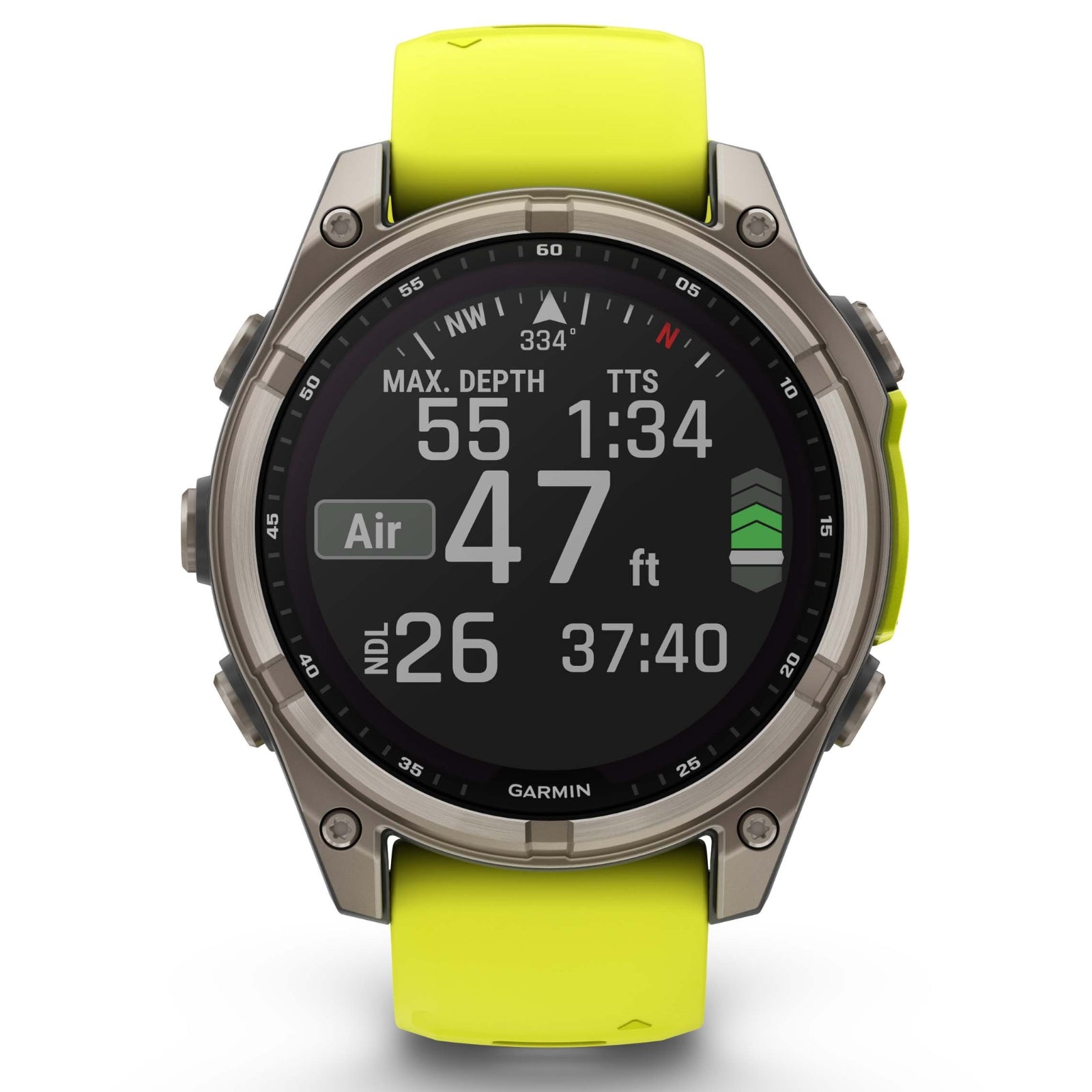 Garmin Fenix 8 Sapphire Solar - 47 mm & 51 mm - Titane avec bracelet en silicone Amp Yellow/graphite - Montre multisport premium