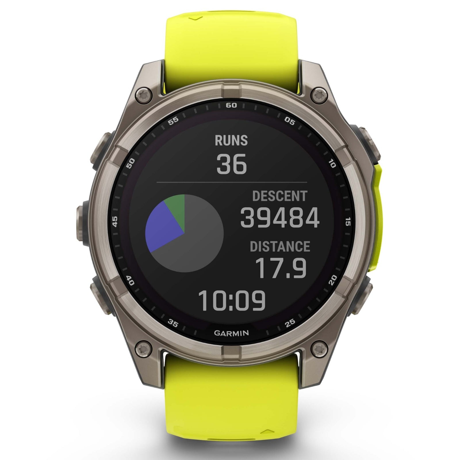 Garmin Fenix 8 Sapphire Solar - 47 mm & 51 mm - Titane avec bracelet en silicone Amp Yellow/graphite - Montre multisport premium