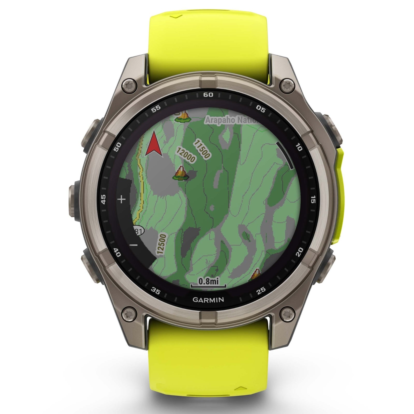Garmin Fenix 8 Sapphire Solar - 47 mm & 51 mm - Titane avec bracelet en silicone Amp Yellow/graphite - Montre multisport premium