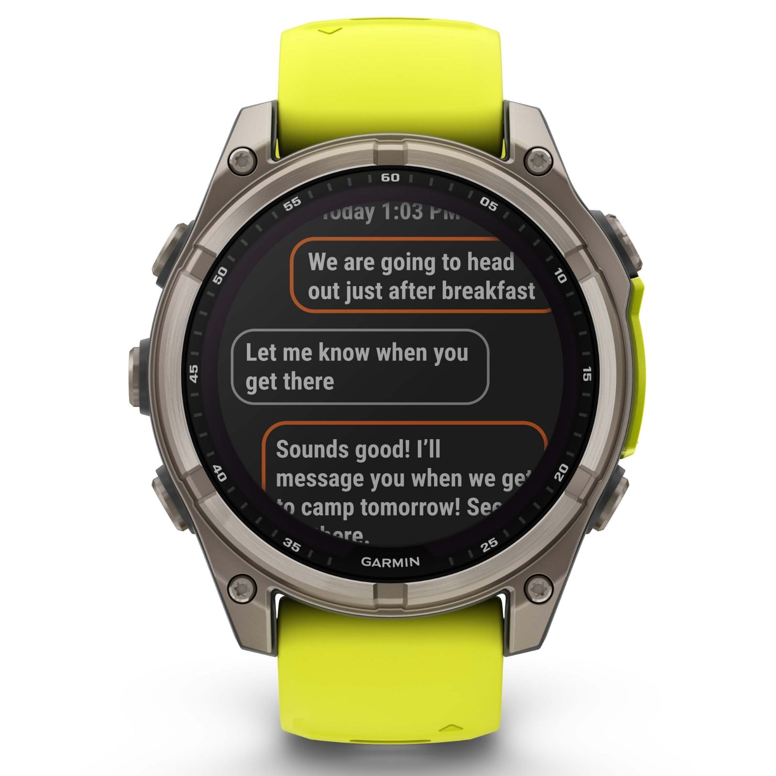 Garmin Fenix 8 Sapphire Solar - 47 mm & 51 mm - Titane avec bracelet en silicone Amp Yellow/graphite - Montre multisport premium