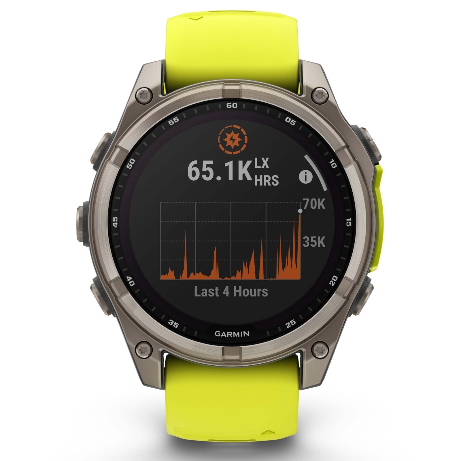Garmin Fenix 8 Sapphire Solar - 47 mm & 51 mm - Titane avec bracelet en silicone Amp Yellow/graphite - Montre multisport premium
