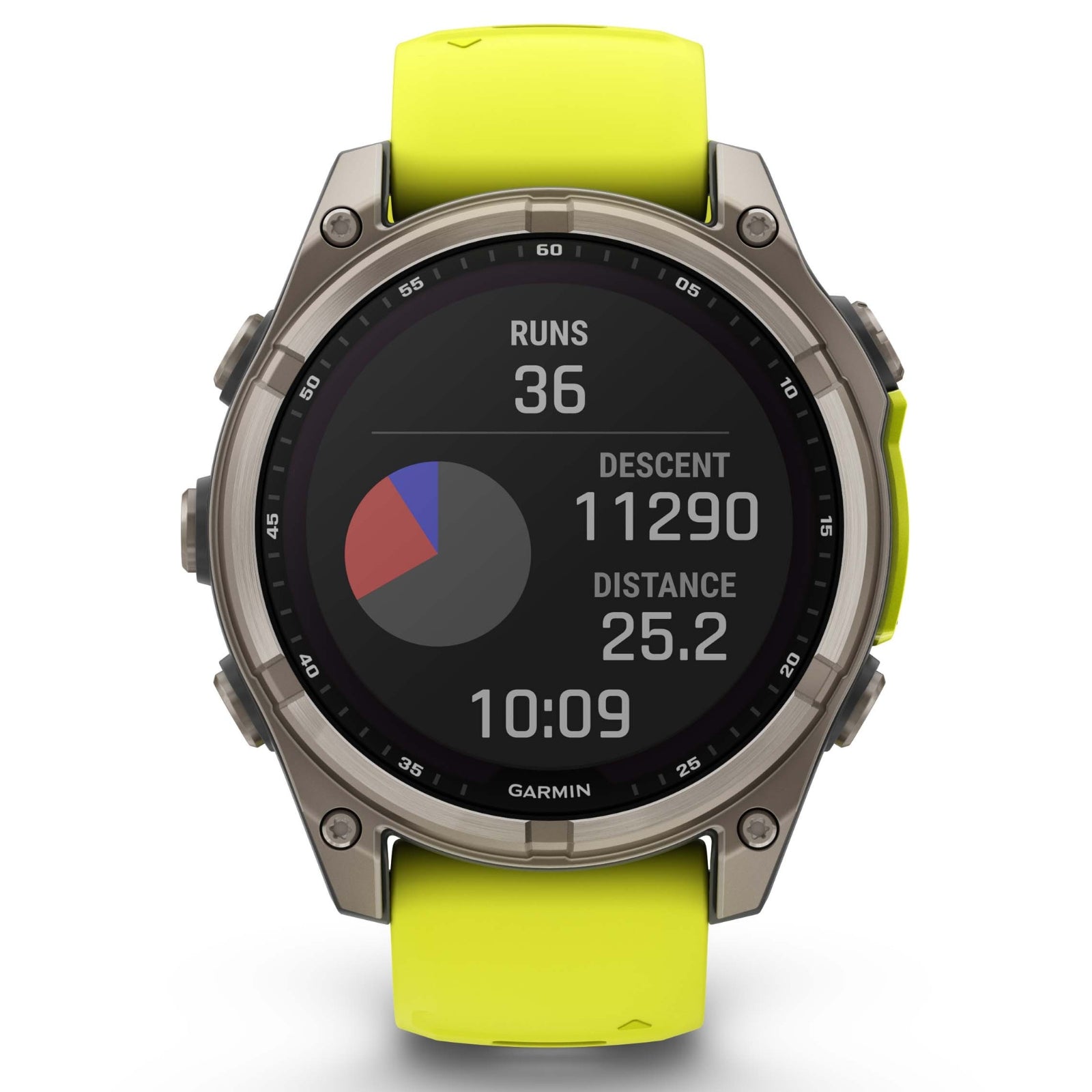Garmin Fenix 8 Sapphire Solar - 47 mm & 51 mm - Titane avec bracelet en silicone Amp Yellow/graphite - Montre multisport premium