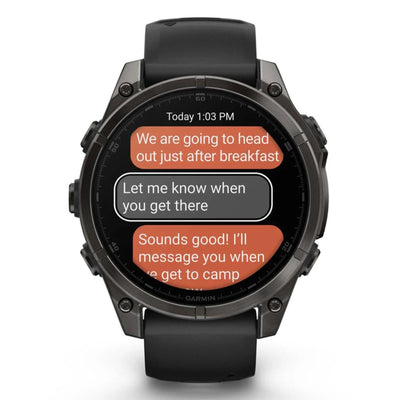 Garmin Fenix 8 Sapphire - 47 mm / AMOLED - Titane DLC gris carbone avec bracelet en silicone noir - Montre multisport premium