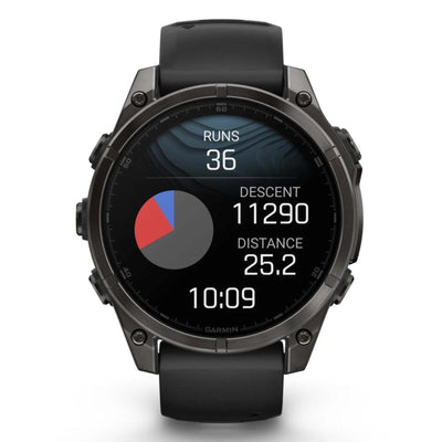Garmin Fenix 8 Sapphire - 47 mm / AMOLED - Titane DLC gris carbone avec bracelet en silicone noir - Montre multisport premium