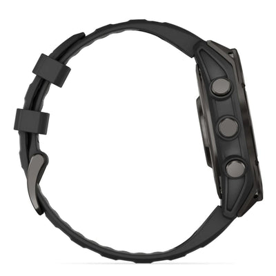 Garmin Fenix 8 Sapphire - 47 mm / AMOLED - Titane DLC gris carbone avec bracelet en silicone noir - Montre multisport premium