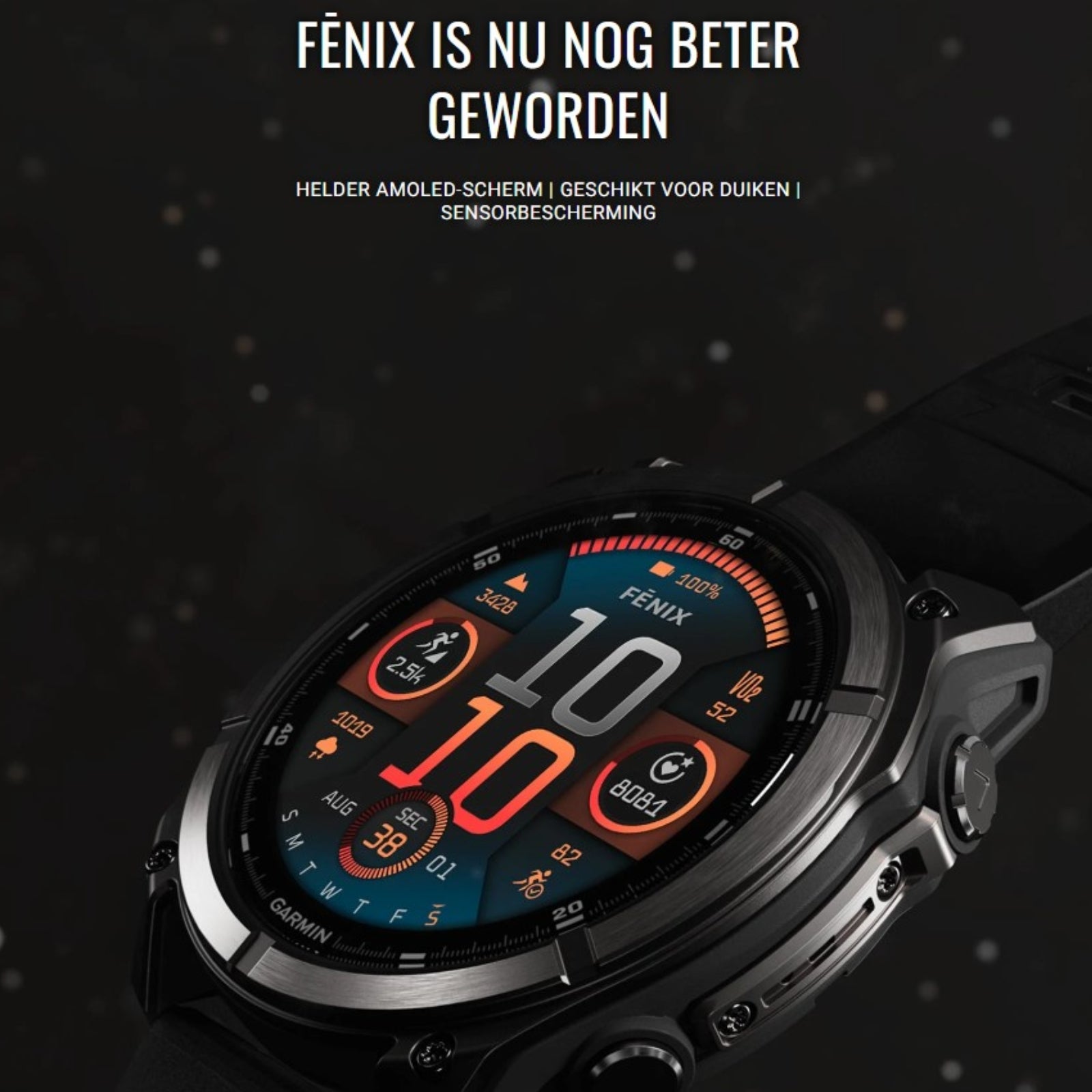 Garmin Fenix 8 Sapphire - 47 mm / AMOLED - Titane DLC gris carbone avec bracelet en silicone noir - Montre multisport premium