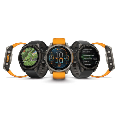 Garmin Fenix 8 Sapphire - 47 mm / AMOLED - Titane DLC gris carbone avec bracelet en silicone noir - Montre multisport premium