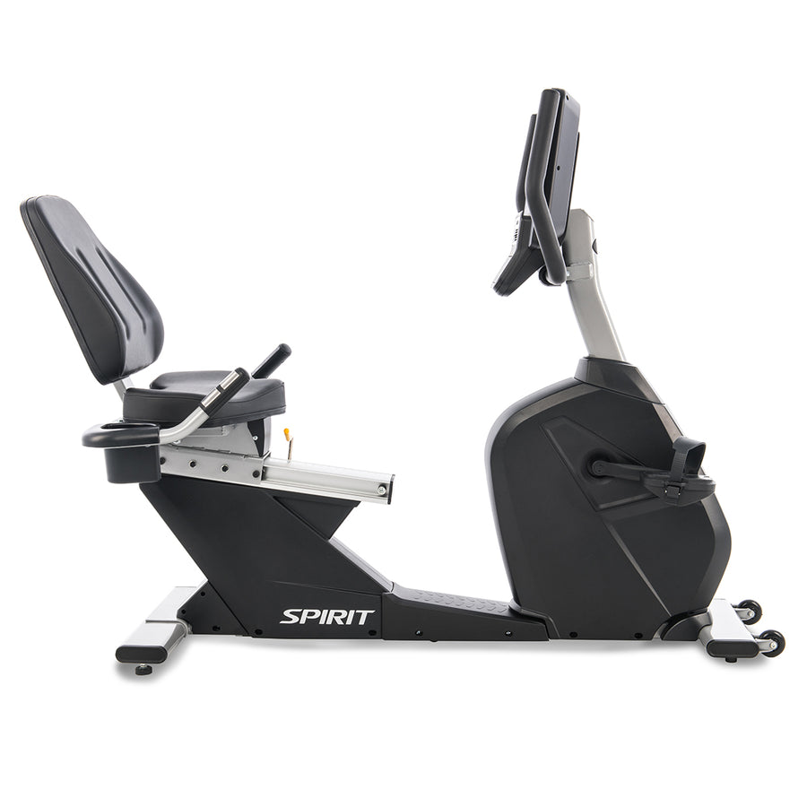 Vélo d'exercice allongé Spirit Fitness CR800ENT avec console de divertissement - Montage gratuit à domicile