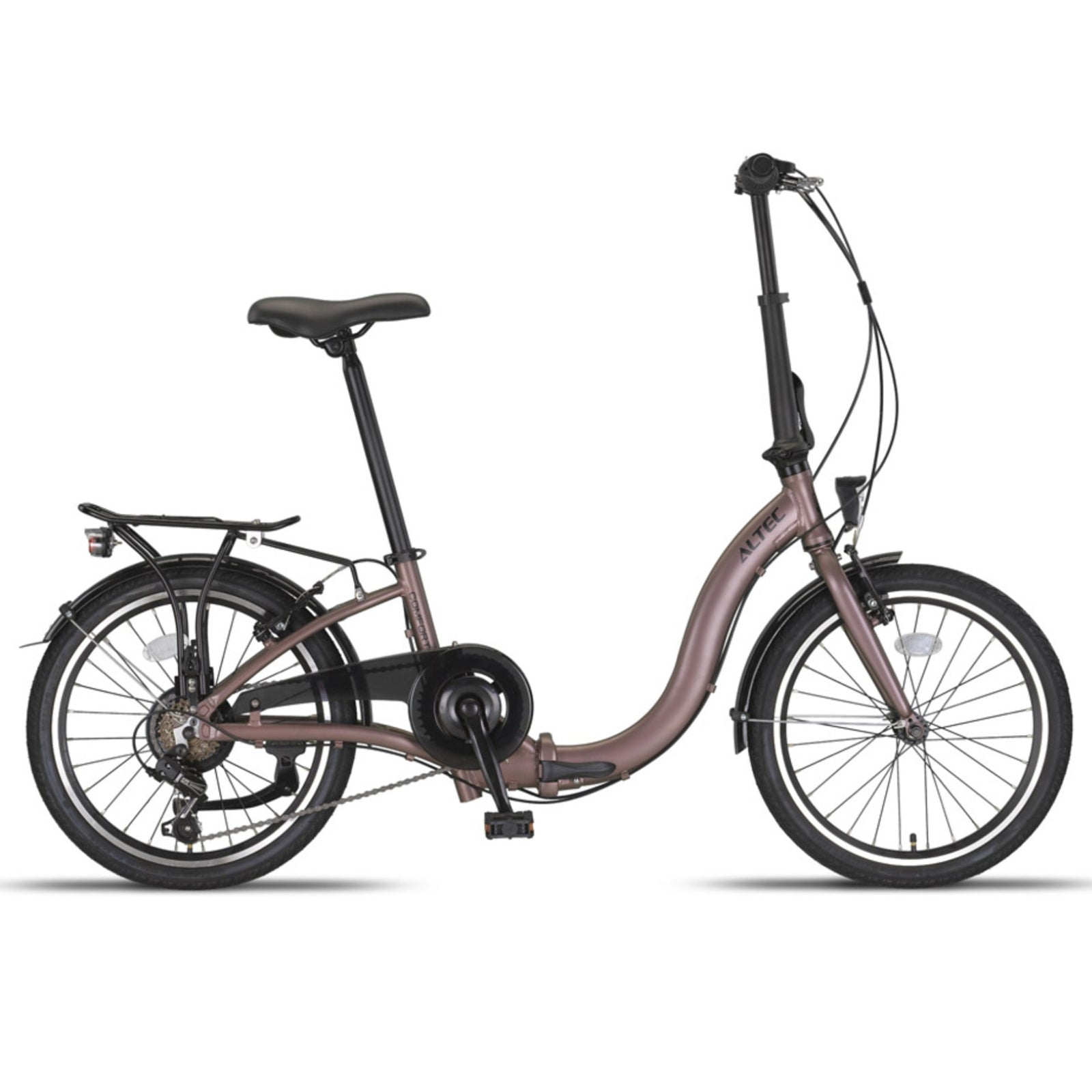 Vélo pliant Altec Comfort - Unisexe 6 vitesses, freins V-Brake, couleur terre cuite, 39 cm (20 pouces)