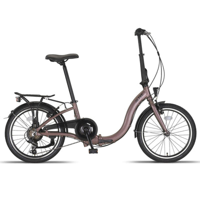 Vélo pliant Altec Comfort - Unisexe 6 vitesses, freins V-Brake, couleur terre cuite, 39 cm (20 pouces)
