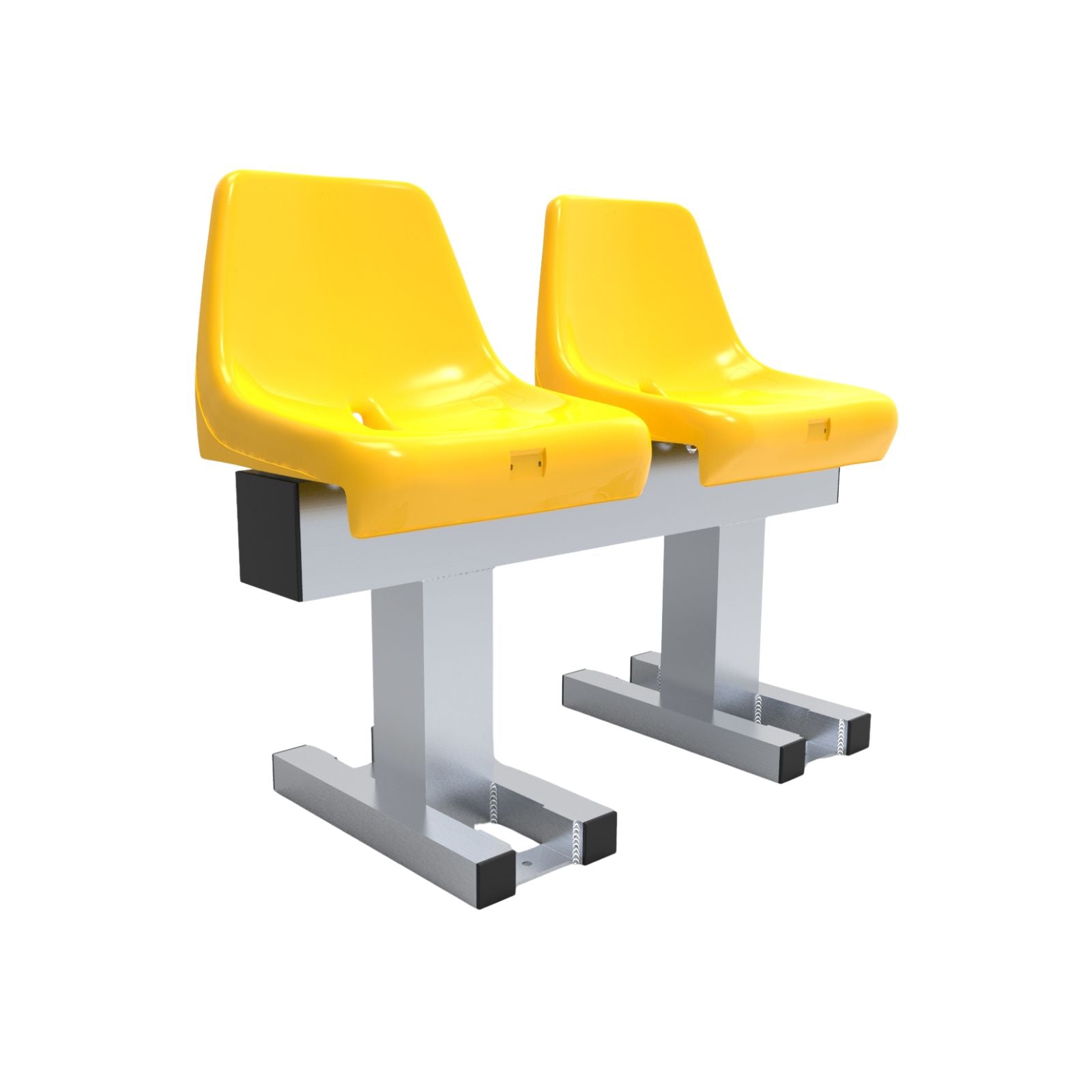 Aluminium sportveld trainersbank met kuipzitjes voor 2 personen - Alusport - 0,92 x 0,75 m - In kleur naar wens