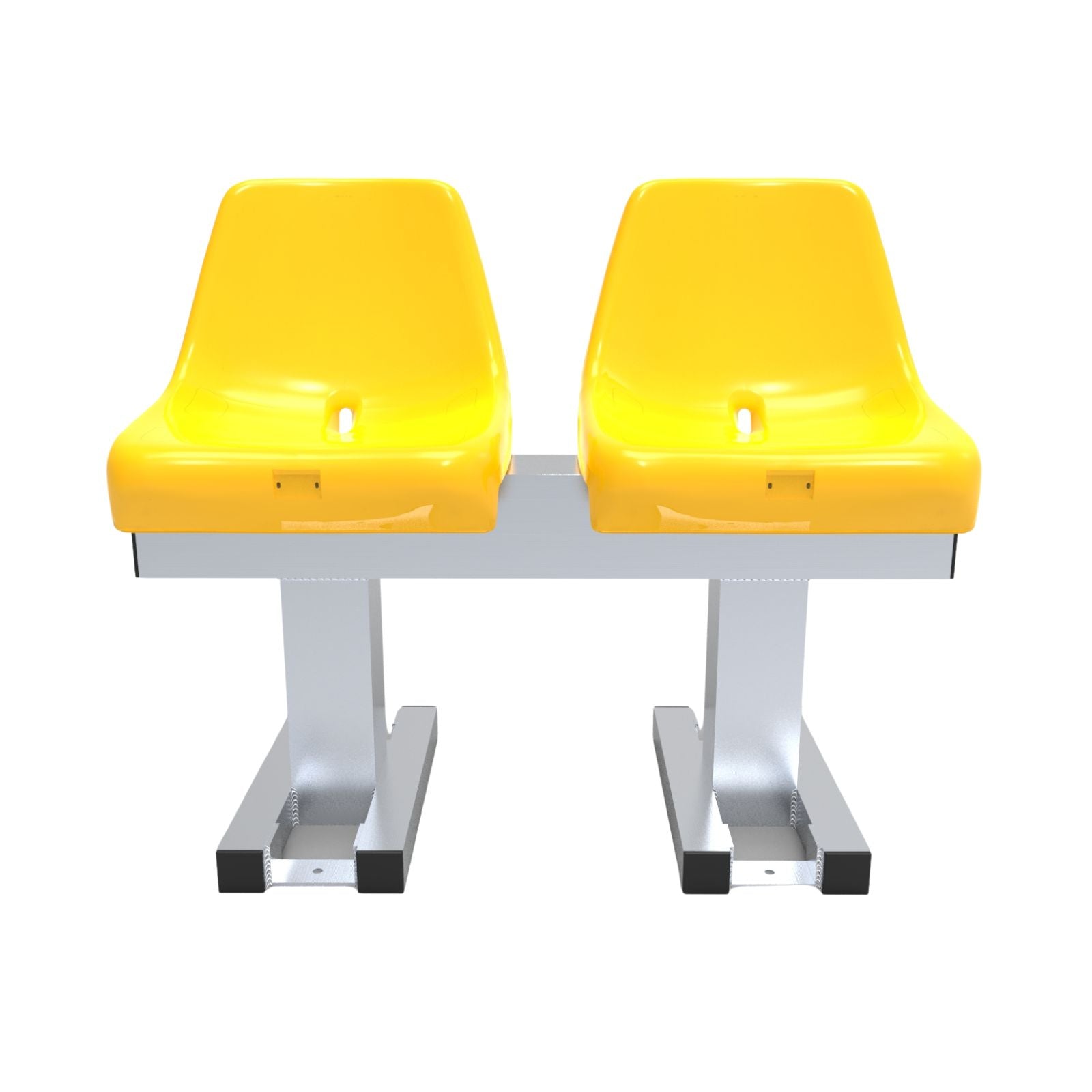 Aluminium sportveld trainersbank met kuipzitjes voor 2 personen - Alusport - 0,92 x 0,75 m - In kleur naar wens