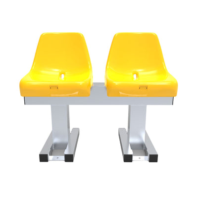 Aluminium sportveld trainersbank met kuipzitjes voor 2 personen - Alusport - 0,92 x 0,75 m - In kleur naar wens