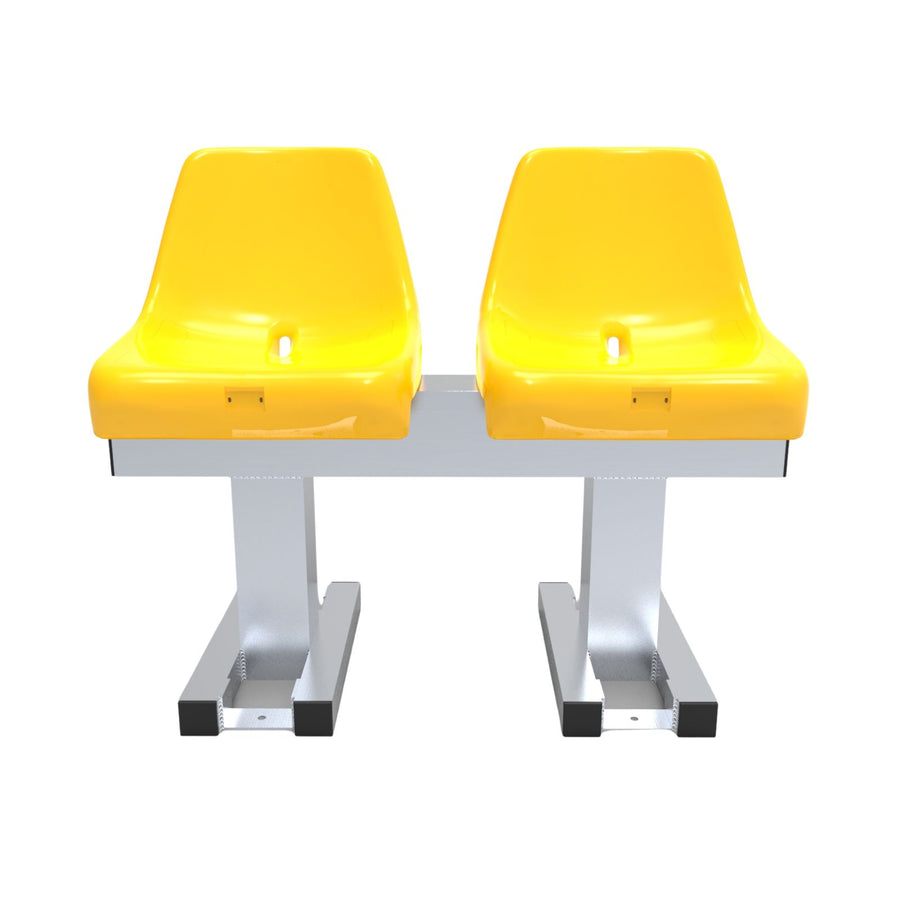 Banc d'entraînement de terrain de sport en aluminium avec sièges baquets pour 2 personnes - Alusport - 0,92 x 0,75 m - Coloris au choix