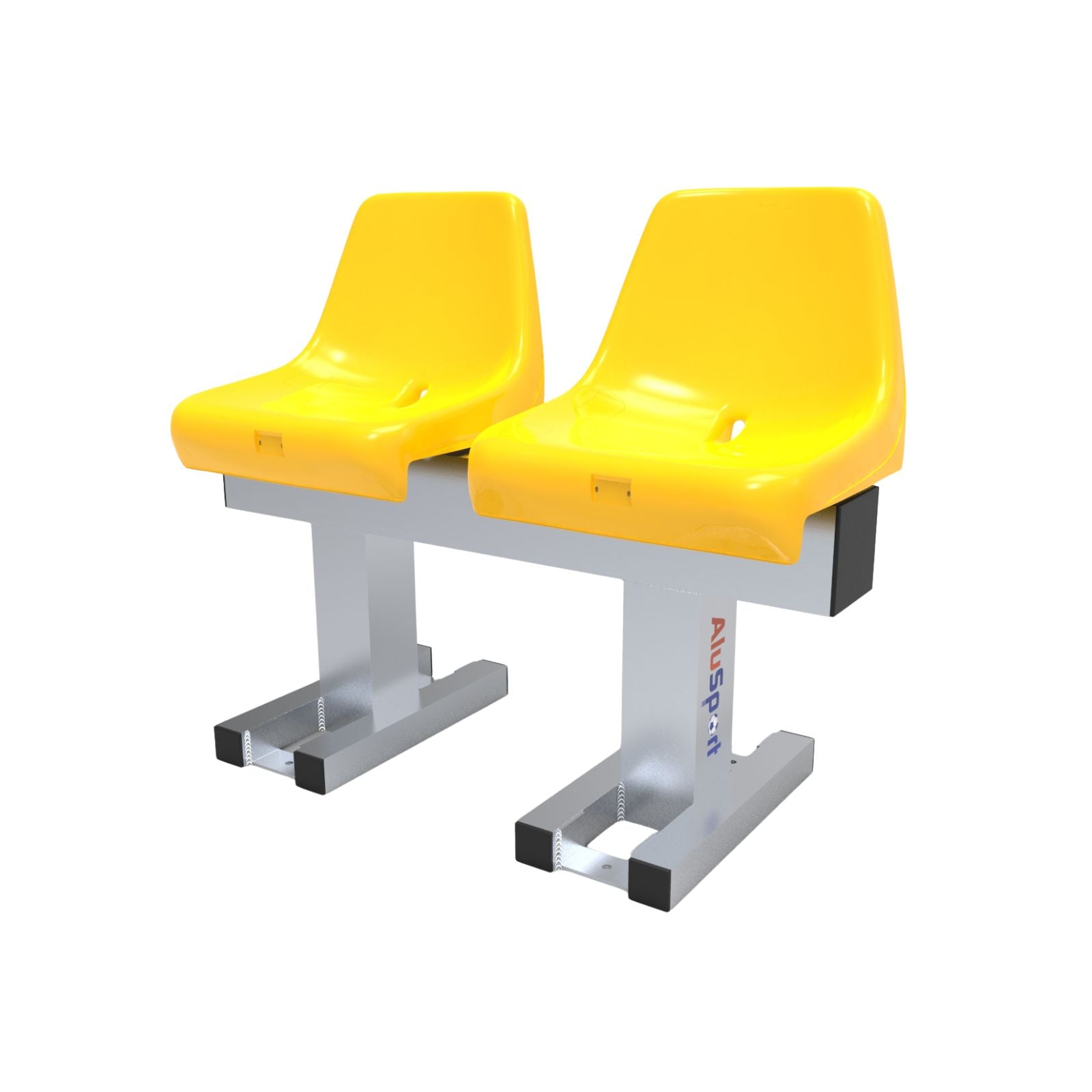 Aluminium sportveld trainersbank met kuipzitjes voor 2 personen - Alusport - 0,92 x 0,75 m - In kleur naar wens