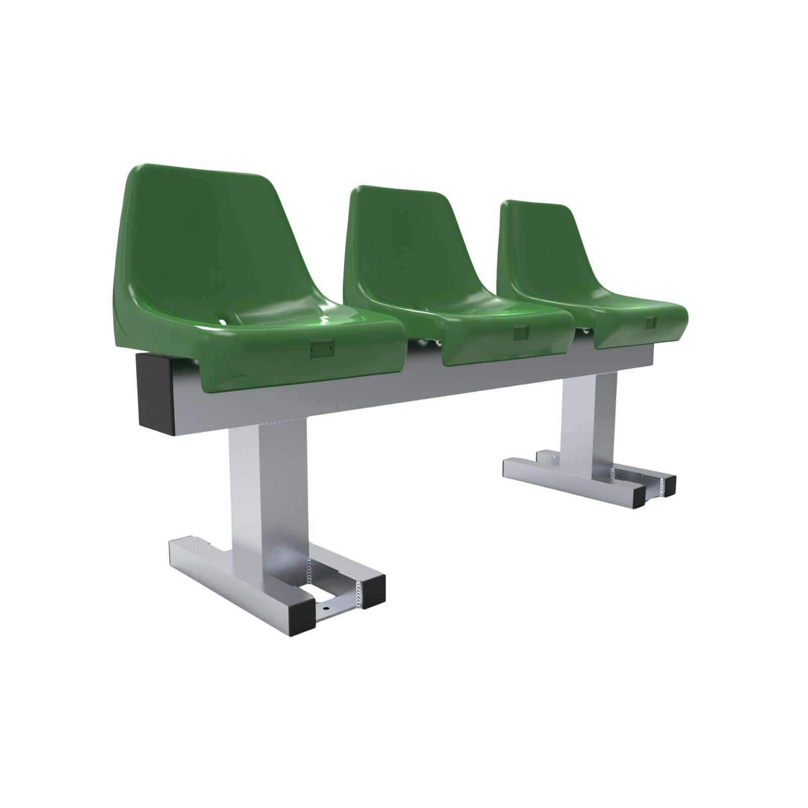 Aluminium sportveld trainersbank met kuipzitjes voor 3 personen - Alusport - 1,42 x 0,75 m - In kleur naar wens