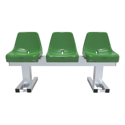 Aluminium sportveld trainersbank met kuipzitjes voor 3 personen - Alusport - 1,42 x 0,75 m - In kleur naar wens