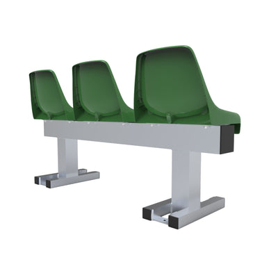 Aluminium sportveld trainersbank met kuipzitjes voor 3 personen - Alusport - 1,42 x 0,75 m - In kleur naar wens