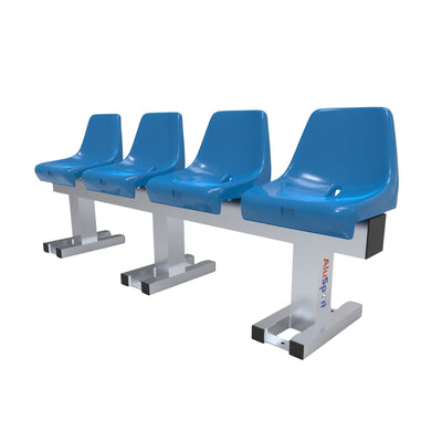 Aluminium sportveld trainersbank met kuipzitjes voor 4 personen - Alusport - 1,92 x 0,75 m - In kleur naar wens