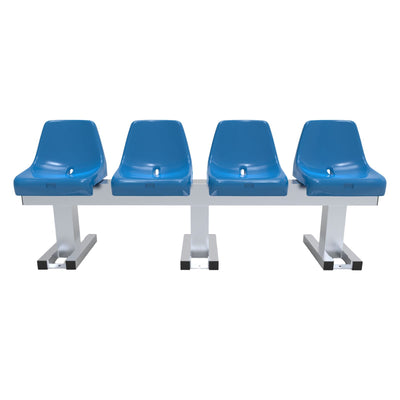 Aluminium sportveld trainersbank met kuipzitjes voor 4 personen - Alusport - 1,92 x 0,75 m - In kleur naar wens