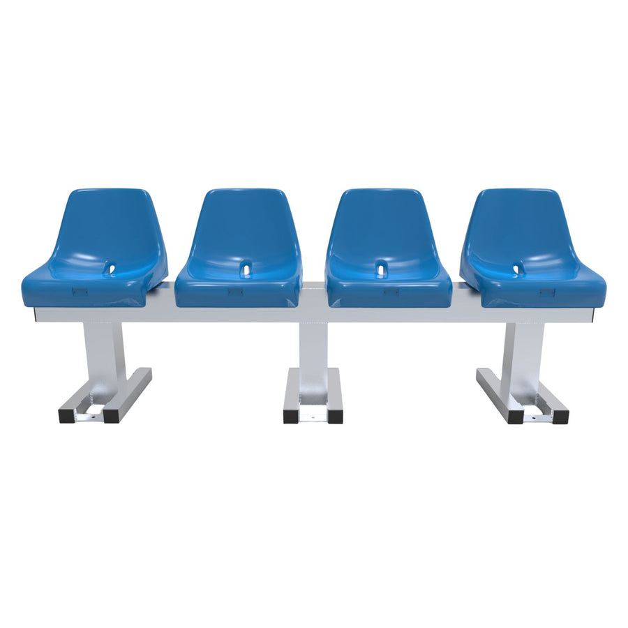 Banc d'entraînement de terrain de sport en aluminium avec sièges baquets pour 4 personnes - Alusport - 1,92 x 0,75 m - Coloris au choix