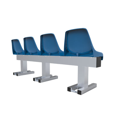 Aluminium sportveld trainersbank met kuipzitjes voor 4 personen - Alusport - 1,92 x 0,75 m - In kleur naar wens