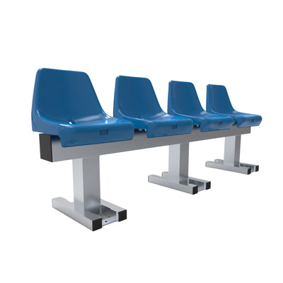 Aluminium sportveld trainersbank met kuipzitjes voor 4 personen - Alusport - 1,92 x 0,75 m - In kleur naar wens