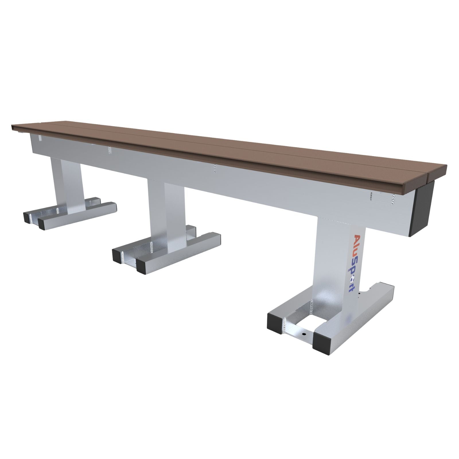Aluminium sportveld trainersbank voor 4 personen - Alusport - 1,92 x 0,46 m
