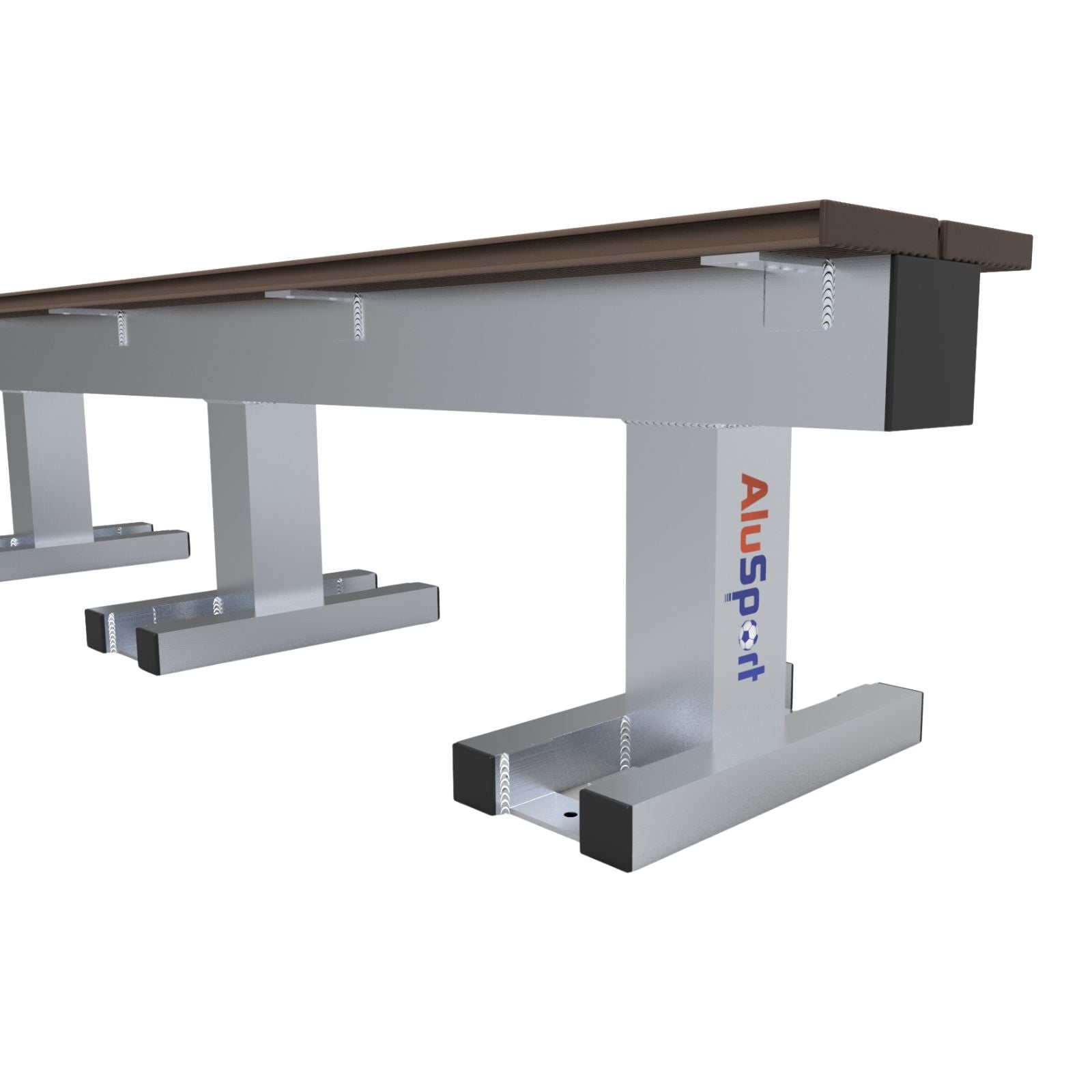 Aluminium sportveld trainersbank voor 4 personen - Alusport - 1,92 x 0,46 m