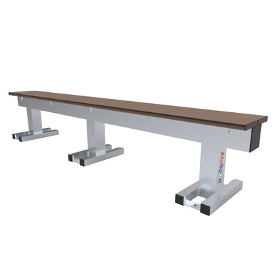 Aluminium sportveld trainersbank voor 5 personen - Alusport - 2,42 x 0,46 m