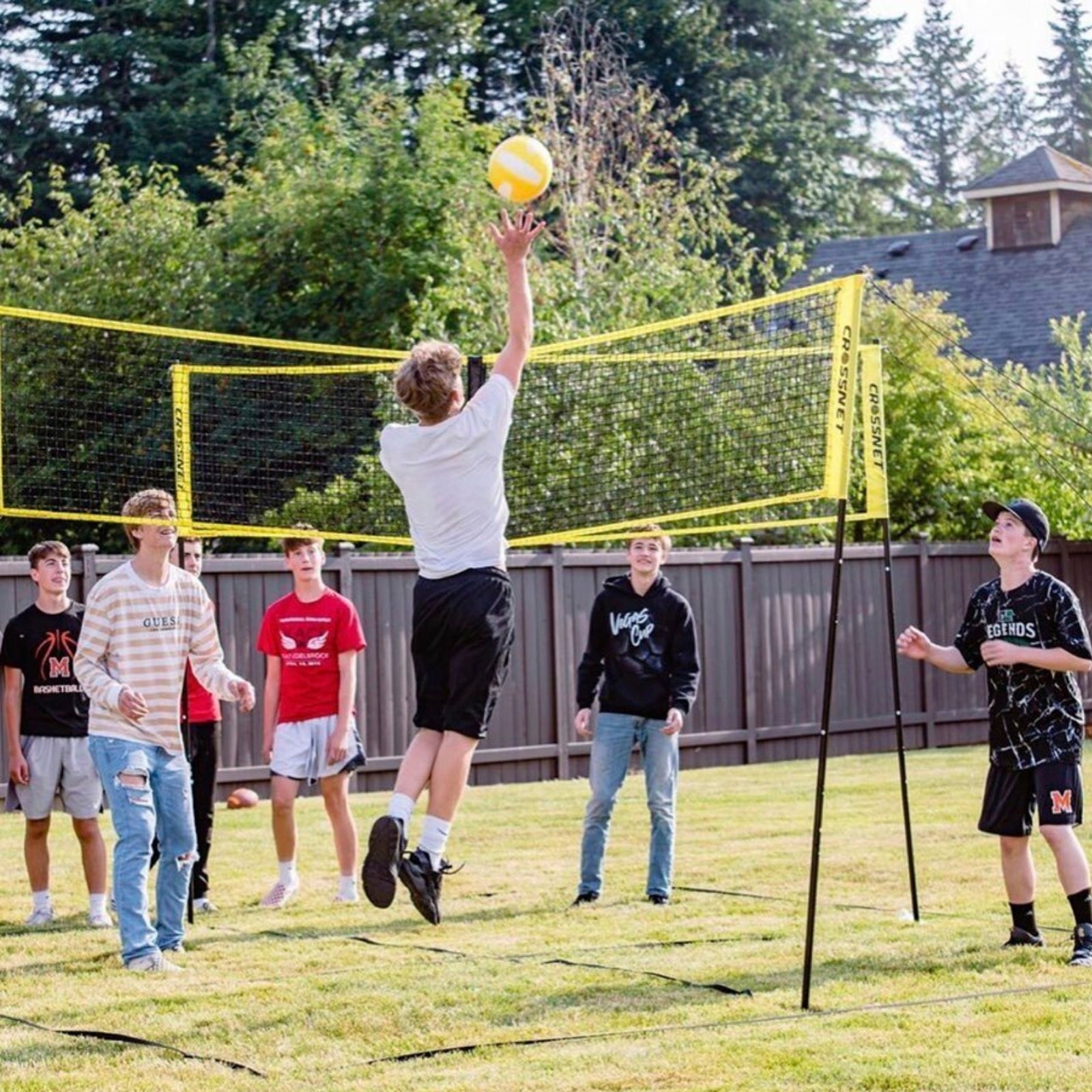 Filet transversal pour volley-ball/badminton avec 4 personnes - multifonctionnel - Crossnet