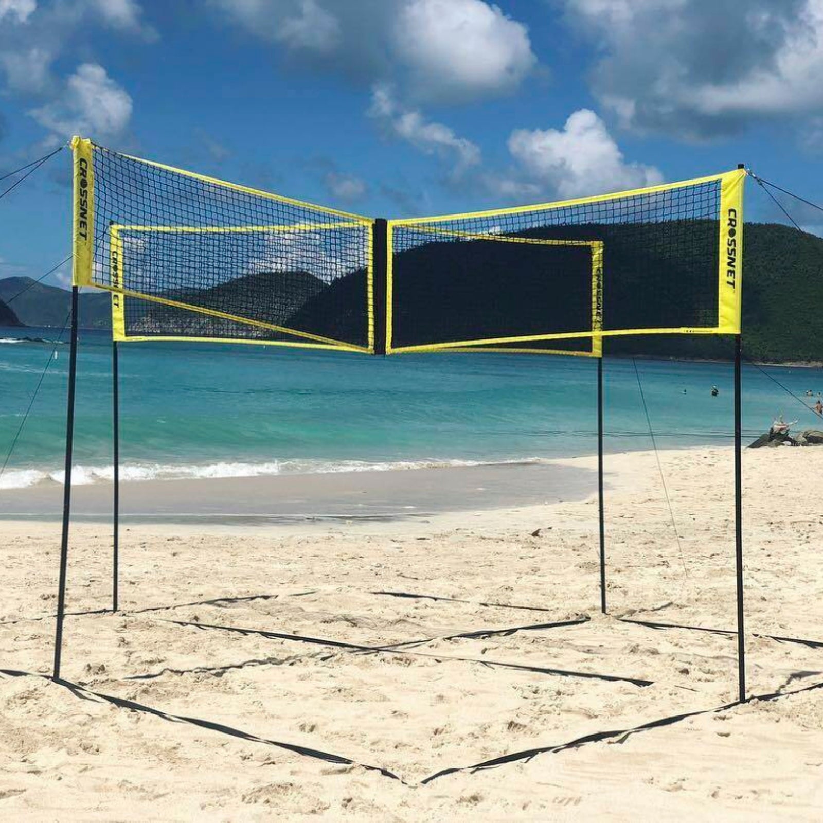 Filet transversal pour volley-ball/badminton avec 4 personnes - multifonctionnel - Crossnet