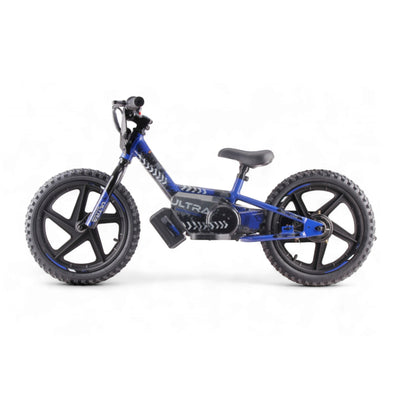 Vélo d'équilibre électrique bleu - Rollzone EBB16 - roues 16 pouces / 24 volts