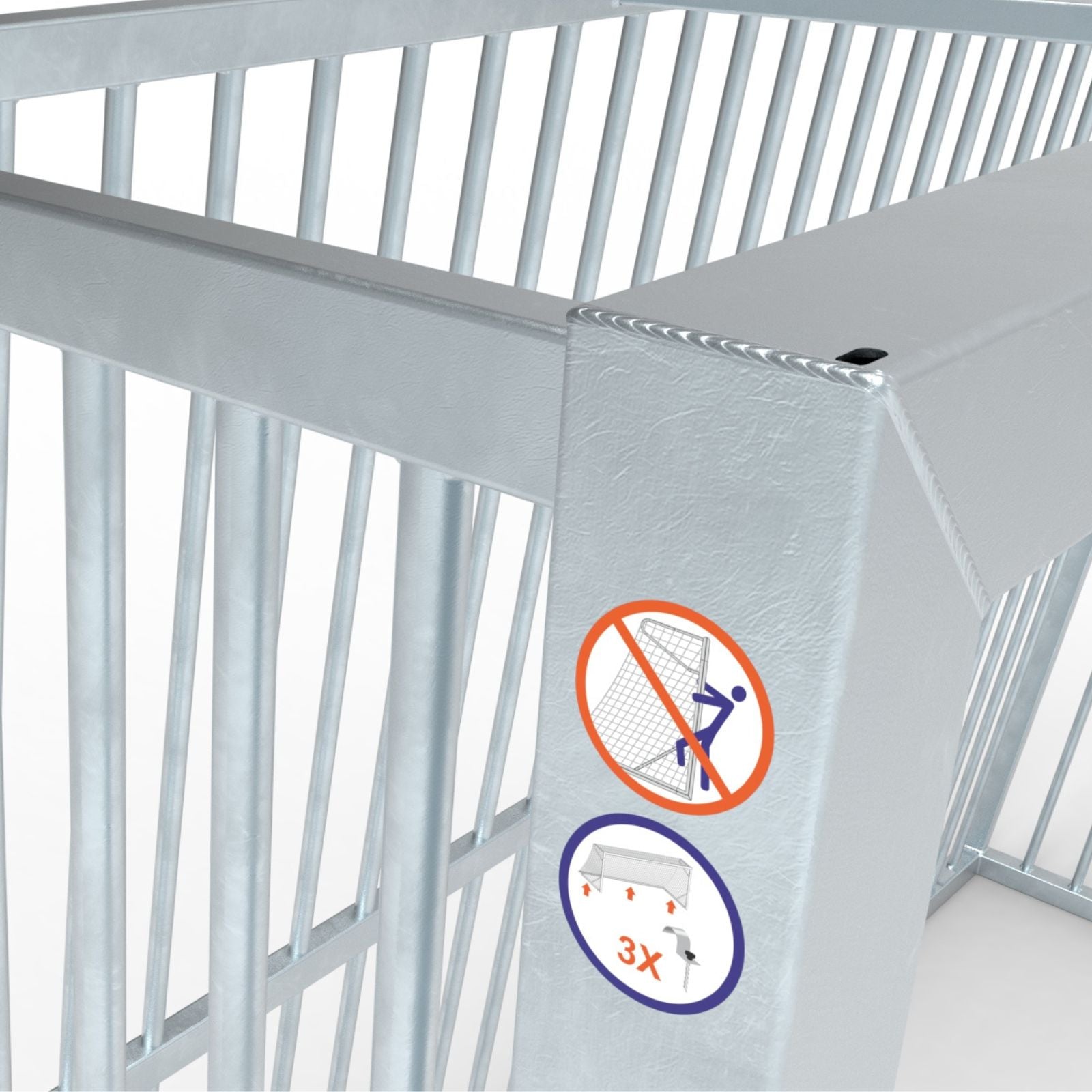 Groot anti-vandalisme stalen voetbaldoel - Alusport AS300 - 3 x 2 m