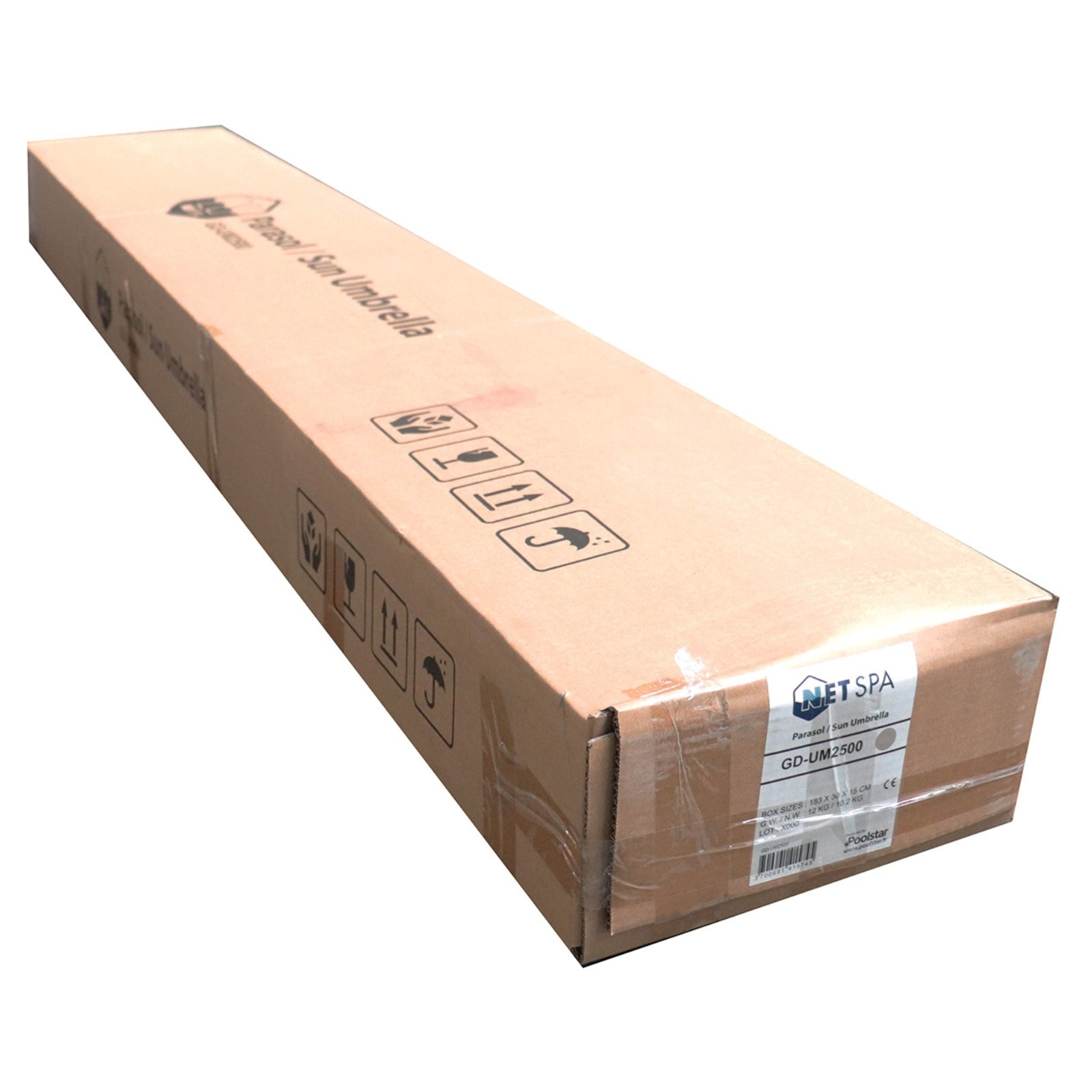 Parasol Netspa pour spa - Ø 250 x H 250 cm, protection UV50+, structure en acier avec couche de protection époxy et éclairage LED