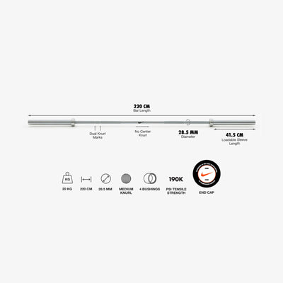 Nike Strength Barbell 20 kg - Chrome