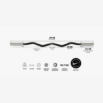 Barre Nike Strength Curl 10 kg - Noir / Swoosh noir