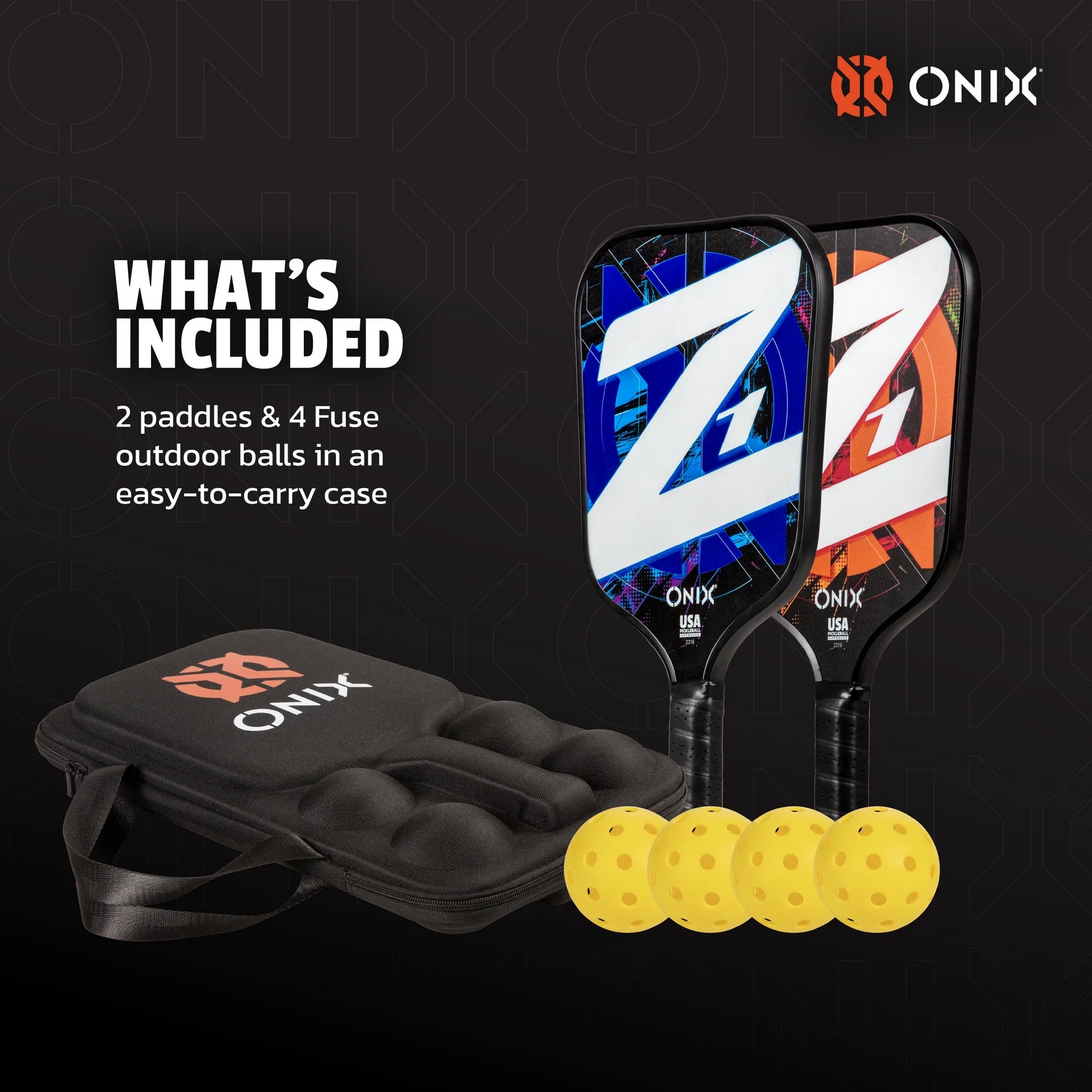 ONIX Z1 Pickleball Set - 2x recreationele Pickleball paddles + ballen