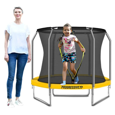 Progressive Flex opbouw trampoline rond (Ø150 cm) met net - geel
