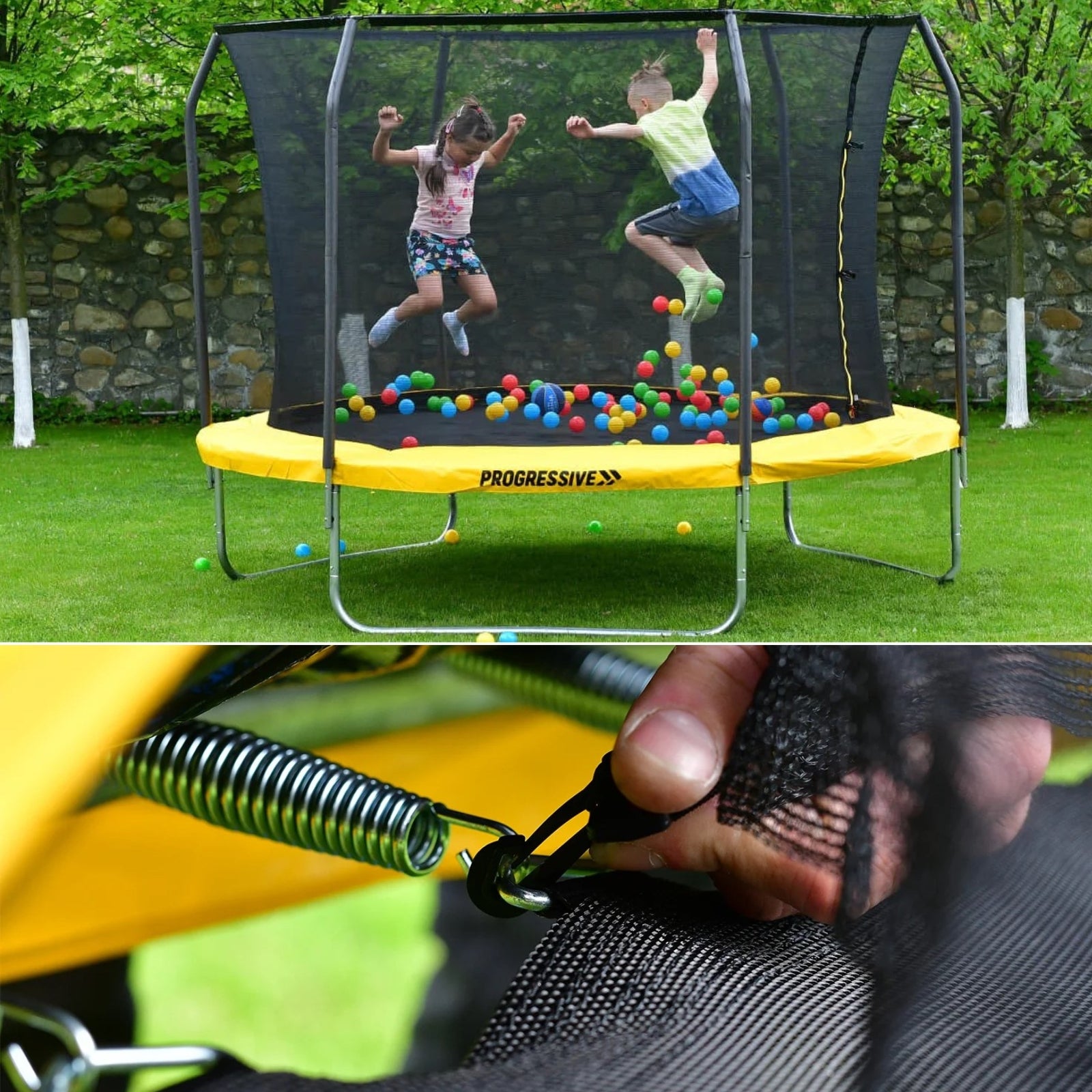 Progressive Flex opbouw trampoline rond (Ø240 cm) met net - geel