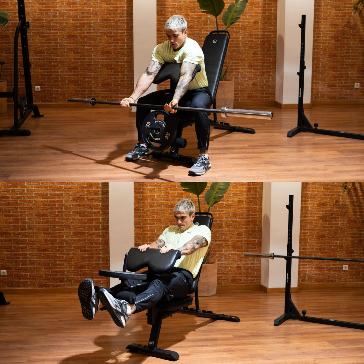 Bodytone HBC03 verstelbare fitnessbank - (incline / flat + biceps curls / leg curls)