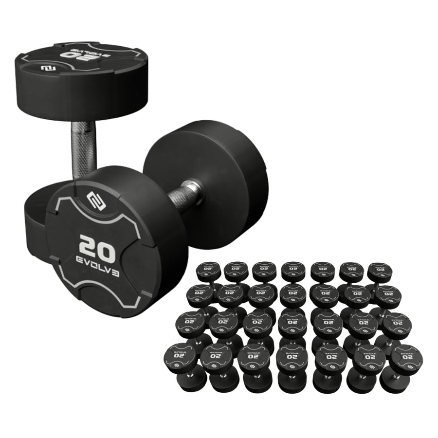 Ensemble d'haltères en uréthane Evolve Fitness Ultra Series (12,5 - 35 kg)