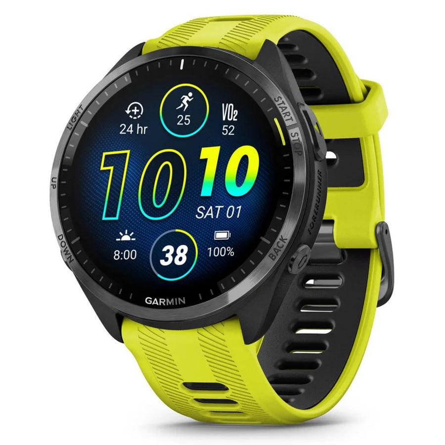 Garmin Forerunner 965 Zwart met geelzwarte siliconen band - 47mm - Premium hardloop & multisport horloge