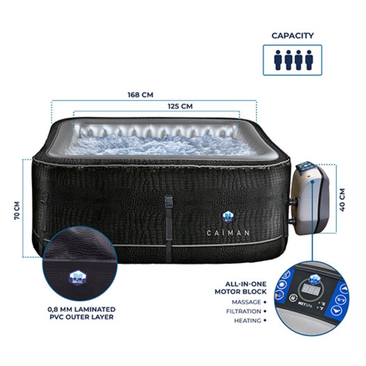 Spa gonflable pour 4 personnes - NetSpa Caiman